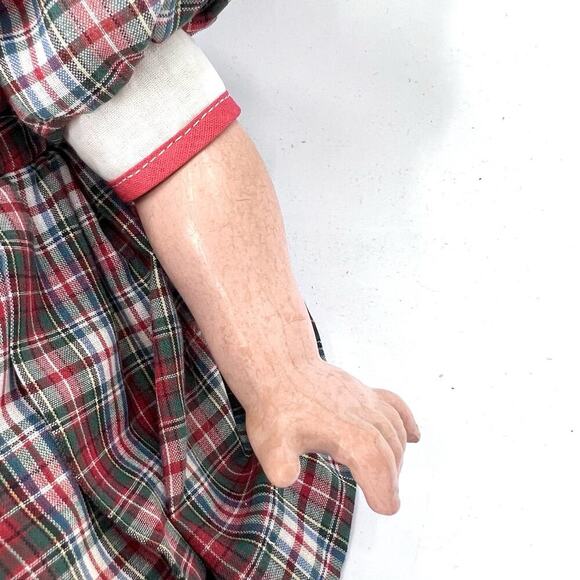 Vintage Shirley Temple Composition Doll Plaid Dress - Picture 11 of 12